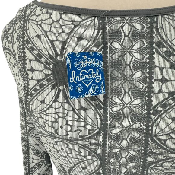 Free People Seamless Bodycon Dress MEDIUM LARGE Intimately Ivory Gray Jacquard - Picture 11 of 12